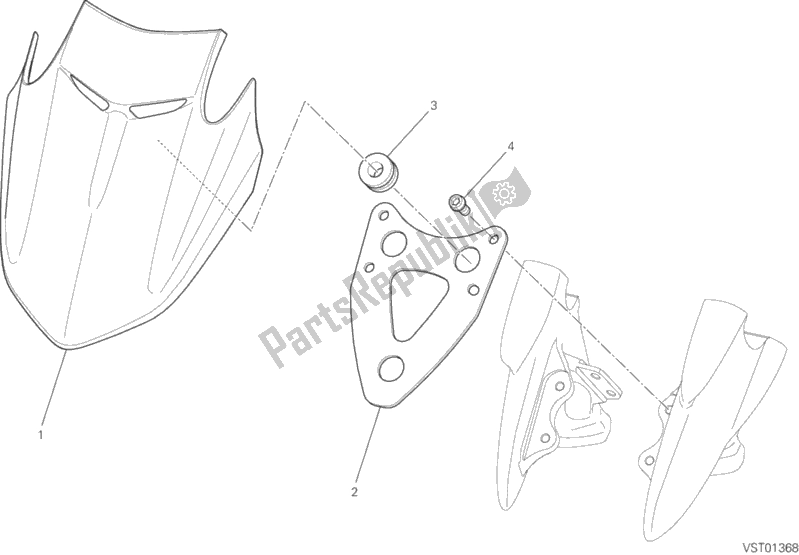 All parts for the Windshield of the Ducati Diavel FL Thailand-Brasil 1200 2015